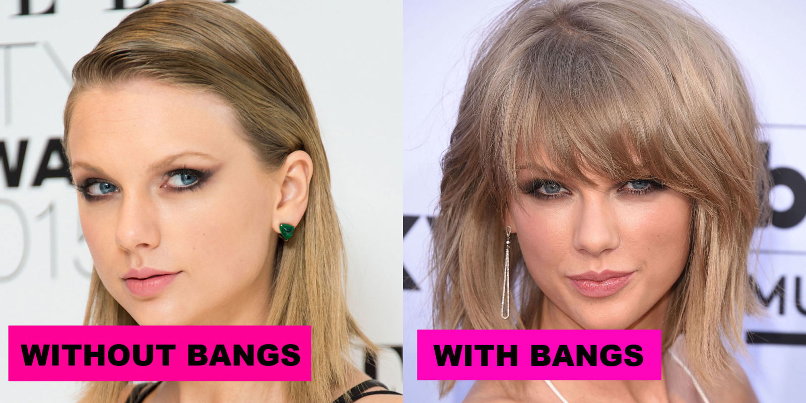 19 Celebs With and Without Bangs